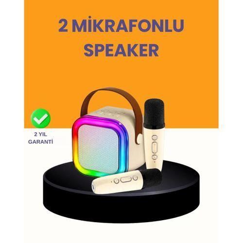 Çift Mikrofonlu Kompakt Karaoke Hoparlör – Uzun Pil Ömrü