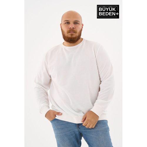 Erkek Büyük Beden Bisiklet Yaka ince Sweatshirt SPR24BSW56