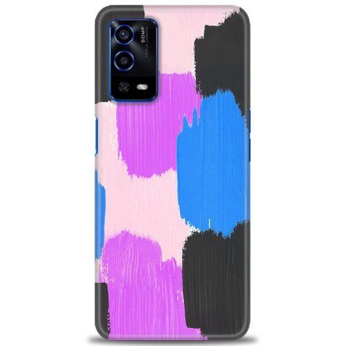 Oppo A55 Kılıf HD Baskılı Kılıf - Mor Siyah + Tam Ekran Koruyucu