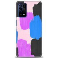 Oppo A55 Kılıf HD Baskılı Kılıf - Mor Siyah + Tam Ekran Koruyucu