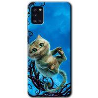 Samsung Galaxy A31 Kılıf Baskılı Kapak - Çılgın Kedi + 5D Tam Kaplayan Cam