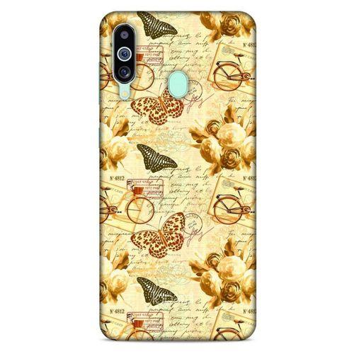 Samsung Galaxy M40 Kılıf Kelebek Etkisi (33) Hybrid Kılıf Kahverengi Turuncu