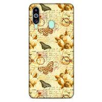 Samsung Galaxy M40 Kılıf Kelebek Etkisi (33) Hybrid Kılıf Kahverengi Turuncu