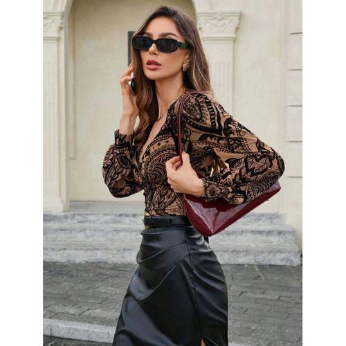 Kadın Uzun Kollu V Dantel Yakalı Modal Bluz