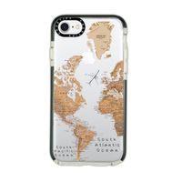 iPhone 7 Casetify Dünya Harita Desenli Anti Shock Premium Silikonlu Siyah Kenar Detaylı Telefon Kılı