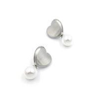 İnci Kalp Küpe - Gümüş