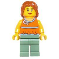 Lego Minifigür Orange Halter Top with Medium Blue Trim twn206