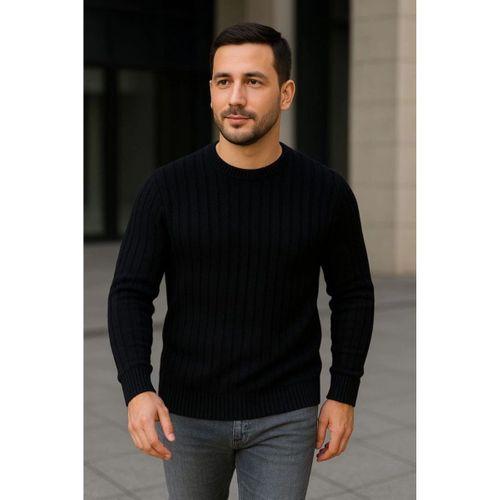 Erkek Fitilli Triko Kazak 3lü Set Bej Gri Siyah Regular Fit Bisiklet Yaka Triko Seti Kazak Modeli