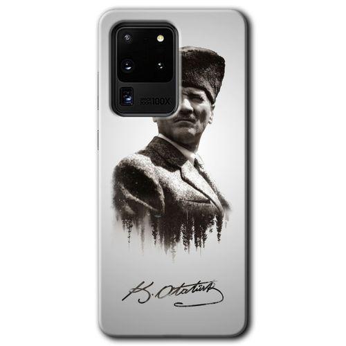Samsung Galaxy S20 Ultra HD Baskılı Kılıf + 9D Tam Ekran Koruyucu - Mustafa Kemal Atatürk