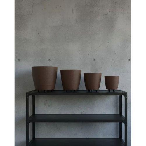 4’lü 3d Modern Kahverengi Vazo Seti Ayaklı Dekoratif Saksı Takımı