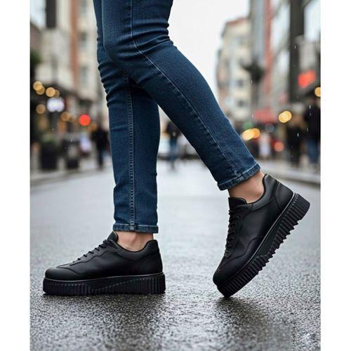 BA0802 BOA Siyah Renk Siyah  Yüksek Taban Erkek Günlük Ayakkabı