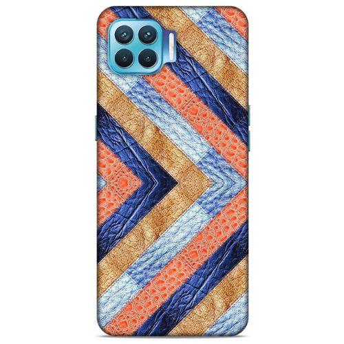 Oppo Reno 4 Lite Kılıf Patchwork (3) Kapak Lacivert Turuncu