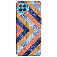 Oppo Reno 4 Lite Kılıf Patchwork (3) Kapak Lacivert Turuncu