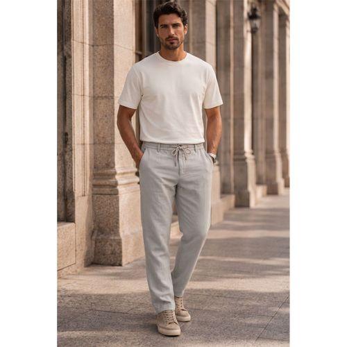 Sorrentino Relax Fit %100 Pamuk Flamlı Kumaş Erkek Jogger Pantolon - Mineral Gri