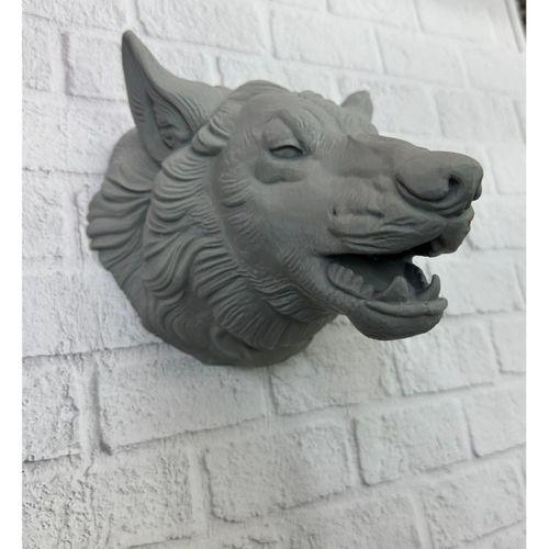 Gri Kurt Duvar Biblosu Güçlü Detaylı Dekoratif Tasarım 25x19 Cm