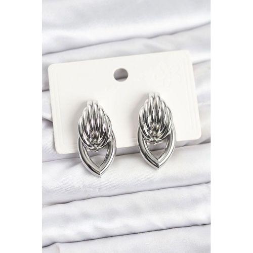 Pirinç Gümüş Renk Sarmal Damla Model Vintage Kadın Küpe