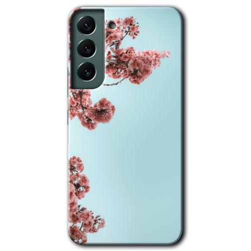 MRCİLETİSİM Samsung Galaxy S22 Plus Kılıf HD Desen Baskılı Arka Kapak + Temperli Cam - Japon Çiçeği