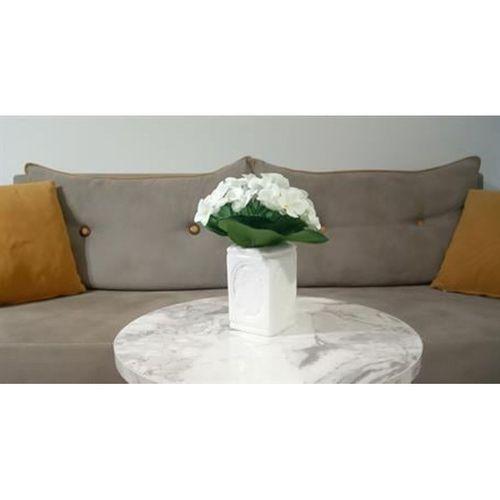 2 Adet Vazo Dahil,Vazoda Çiçek,Beyaz Yapay Çiçek,Vazo Dekoratif Çiçekli Kare 8X8X16Cm
