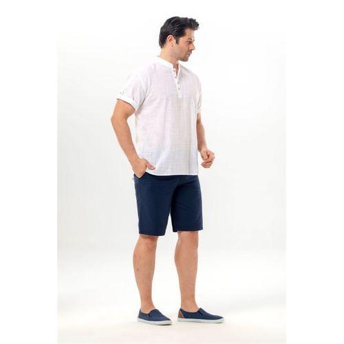 Kısa Kol Şantuklu Pamuk Bodrum Erkek Yazlık Tshirt Beyaz 3001