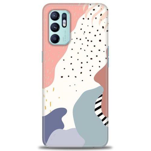 Oppo Reno 6 Kılıf HD Baskılı Kılıf - Yaprak ve Benekler + Tam Ekran Koruyucu
