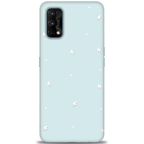 Realme 7 Pro Kılıf HD Baskılı Kılıf - Beyaz Şimşekler + Tam Ekran Koruyucu