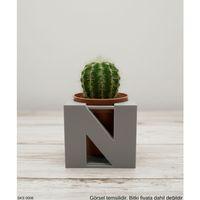 Gri Centikli Harf Seklinde Mini Dekoratif Saksi Ismine Ozel Bas Harf Tasarim Masa Ustu Ofis Dekoru 7 Cm