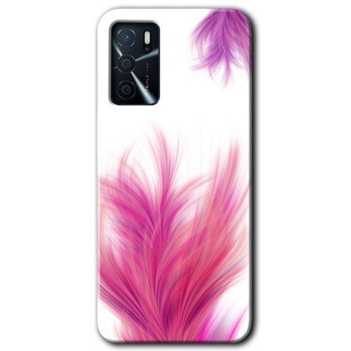 Oppo A16 Kılıf HD Desen Baskılı Arka Kapak - Pembe Tüy + Kırılmaz Cam