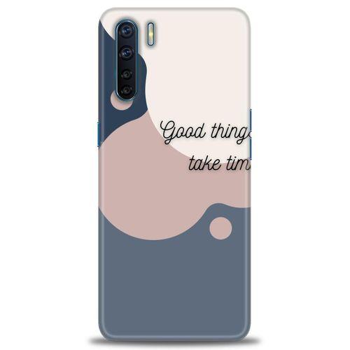 Oppo A91 / Reno 3 Kılıf HD Baskılı Kılıf - Good Things Take Time + Tam Ekran Koruyucu