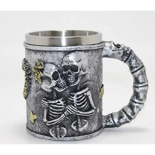 Sonsuz Aşk İskelet Tasarımlı 3d Kabartmalı Çelik Kupa Bardak Alk4370