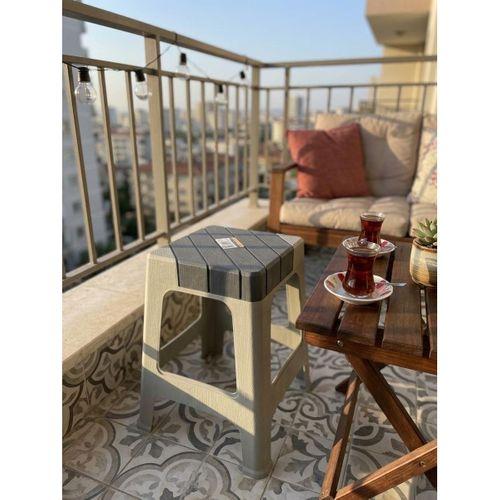 Mandella Sağlam Plastik Dolce Büyük Tabure Gri