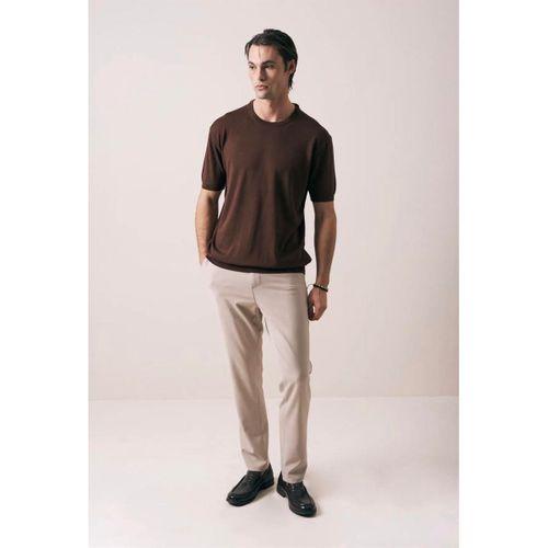 Kwon Bisiklet Yaka Basic Kısa Kollu İnce Triko Erkek T-Shirt - Kahve