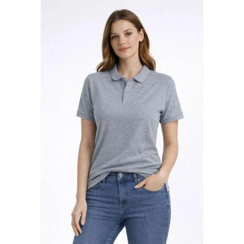 Pike Kumaş Düğmeli Yaka Regular Rahat Günlük Kısa Kol Tişört T-shirt - Gri