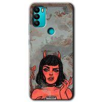 MRCİLETİSİM General Mobile GM 21 Plus Kılıf HD Desen Baskılı Arka Kapak + Temperli Cam - Devil Girl