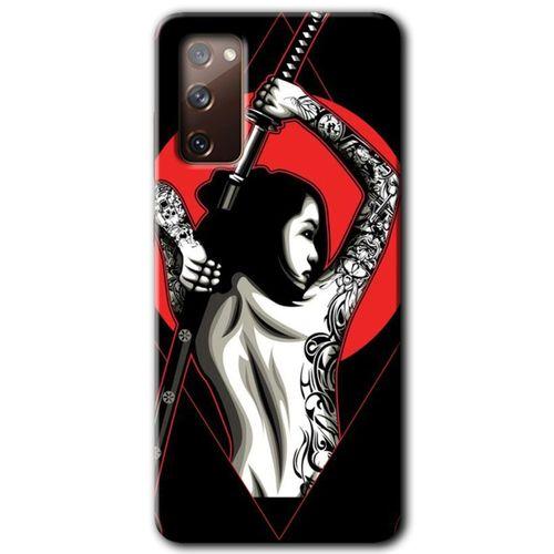 Samsung Galaxy S20 FE Kılıf Baskılı Kapak - Samurai Girl + 5D Tam Kaplayan Cam