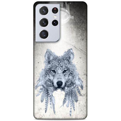 Lopard Samsung Galaxy S21 Ultra Uyumlu Kılıf Tattoo's (48) Bumper Kılıf Kızılderili Kurt