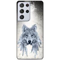 Lopard Samsung Galaxy S21 Ultra Uyumlu Kılıf Tattoo's (48) Bumper Kılıf Kızılderili Kurt
