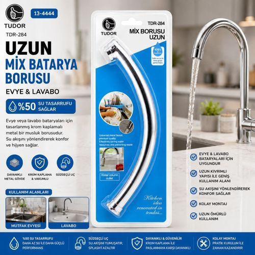 Uzun Mix Batarya Borusu (Evye ve Lavabo) - Krom Süzgeçli Uç