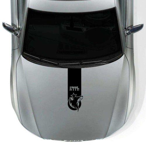 Göktürkçe Türk Vahşi Kurt Kaput Şerit Oto Sticker, Araba Etiketi G3 Siyah