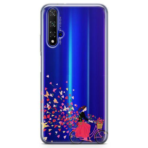 Honor View 20 Kılıf Çiçek Saçan Bisiklet Arka Kapak Koruma Desenli Full Koruyucu