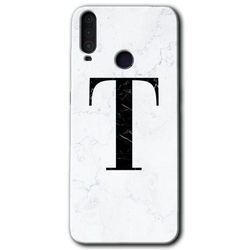 MRCİLETİSİM General Mobile GM 10 Kılıf HD Desen Baskılı Arka Kapak + Temperli Cam - Beyaz Mermer Desenli T Harfi