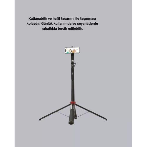 Kablosuz Çift Yaka Mikrofonu Ve Tripodlu Selfie Çubuğu İçerik Üretici Seti