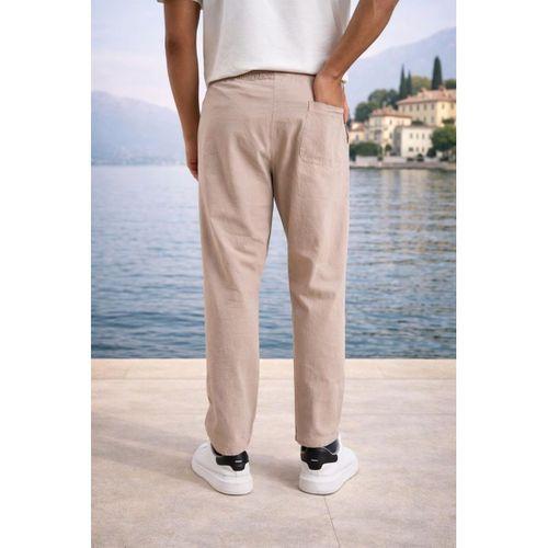 Meridian Kumaş Relaxed Fit %100 Pamuklu Jogger Erkek Yazlık Eşofman Altı Pantolon - Bej