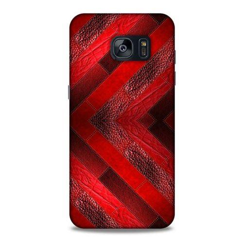Samsung Galaxy S7 Edge Kılıf Patchwork (28) Arka Kapak Kırmızı Siyah