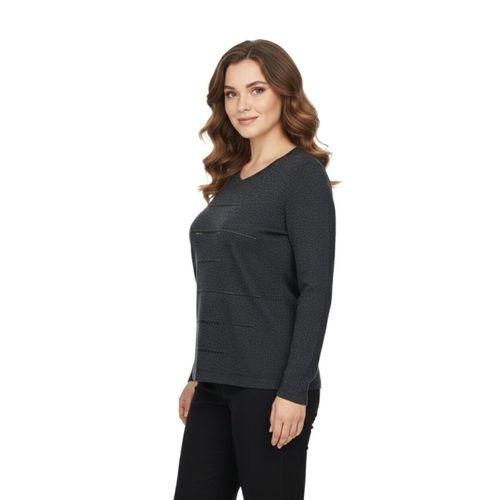 Kadın Yumoş Taşlı V Yaka Bluz BGL-ST05144