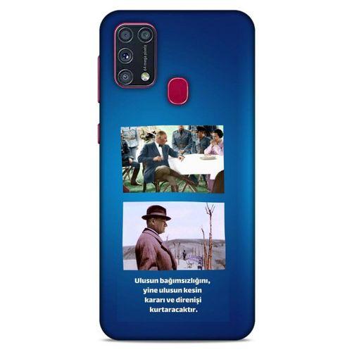 Samsung Galaxy M31 Kılıf Atatürk (6) Silikon Kılıf Koyu Mavi
