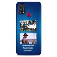 Samsung Galaxy M31 Kılıf Atatürk (6) Silikon Kılıf Koyu Mavi