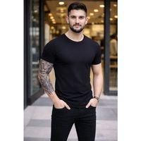 Erkek T-Shirt Bisiklet Yaka Slim Fit Dar Kesim Likralı Tişört Günlük Basic Body - Siyah