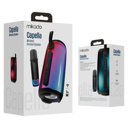 MIKADO MD-17BT, CAPELLA, 10W, Taşınabilir, USB/AUX/BT/TF, RGB Işıklı, Transparan, 1800mAh, Mikrofon, Karaoke, Bluetooth Speaker,