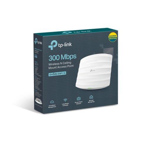 TP-LINK OMADA EAP115 1Port Poe 300Mbps, 2,4Ghz,  Tavan tipi, Aktif Poe, Access Point