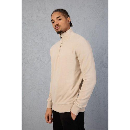 Lars Selanik Örme Kumaş Yarım Fermuar Erkek Sweatshirt - Çakıl